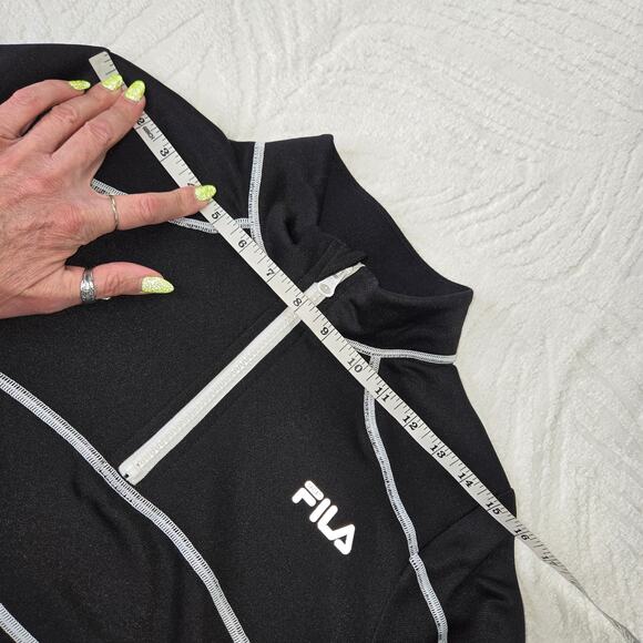 FILA Sport EUC running 1/4 zip pullover long sleeve Medium black white - Picture 14 of 16